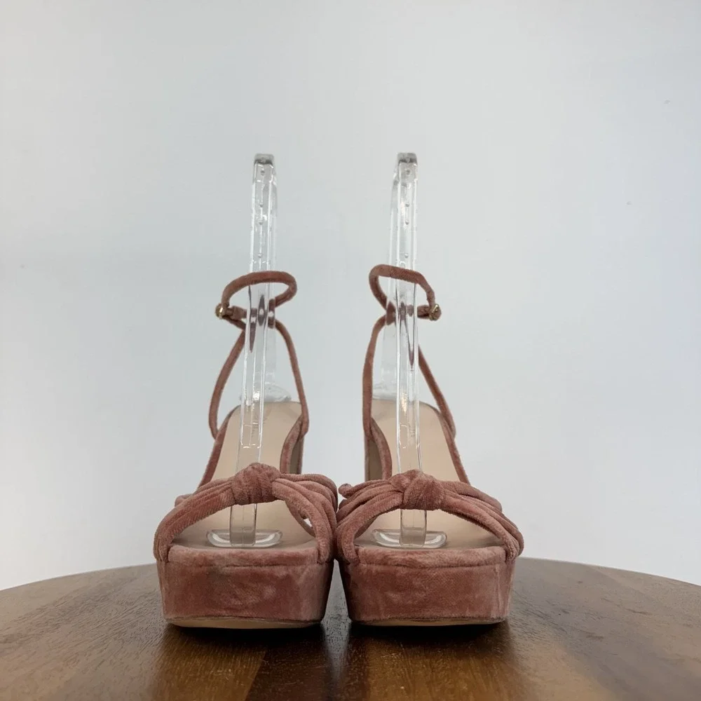Womens Loeffler Randal Rivka Knotted Pink Platfrom Strappy Heeled Sandals Sz‎ 11
